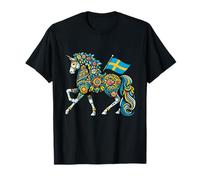 Cheval suédois Dala Art Populaire Drapeau suédois Dalahelmsoljd Cheval T-Shirt