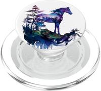 Cheval sur Montagne Cosmic Equine Aquarelle Poney PopSockets PopGrip pour MagSafe