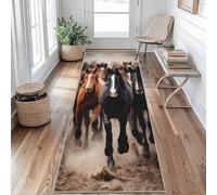 Cheval Tapis de Couloir Cheval au Galop Tapis de Couloir Long 50 x 180 cm Passage Antidérapant Lavable en Machine D'entrée Chambre Salon Descente de Lit Poil Ras Rug Bu&u337