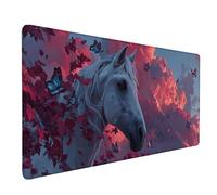 Cheval Tapis de Souris XXL 100x50cm, Tapis Souris Animal sous Main Bureau avec Bords Cousus, Imperméable Mouse Pad Base en Caoutchouc Antidérapant Surface pour Gamer, PC, Cadeau Femme -lsy260328