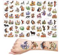 Cheval Tatouage Ephemere, 10 Feuilles Cheval Tatouages Temporaires Enfant, Anniversaire Cadeaux pour Enfants, Fournitures de Fête D'enfants, Sachet Surprise Rempli de Cônes