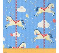 Cheval Tissus au Metre, kawaii Carousel Tissu 92x150cm chaise, parc d'attractions Élément Tissu de couture décoration Tissus Couture Textiles Patchwork Quilting DIY Fabric