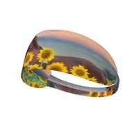 Cheval Tournesol Jaune Imprimé,Bandeau de Sport Unisexe, Bandeau élastique Multi-usages pour Cheveux