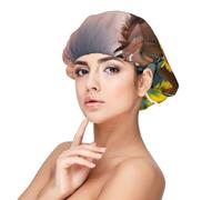 Cheval Tournesol Jaune Imprimé,Bonnet de nuit en satin pour adulte - Bonnet de nuit élastique pour femme, couvre-cheveux de nuit