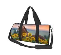 Cheval Tournesol Jaune imprimé, Sac de Voyage de Grande capacité, Sac à Main Rond, Sac de Voyage de Sport, fourre-Tout, Sac de Fitness