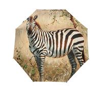 Cheval Zèbre Africain Gris Parapluie Pliable Pliant à Ouverture Automatique Parapluies Pliant Coupe-Vent pour Voyager Plage Femmes Enfants Homme Fille