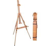 Chevalet à croquis portable en bois massif pliable à trois pieds pour peinture à l'huile et croquis - Design compact couleur bûche pour artistes et utilisation en extérieur