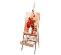 Chevalet avec tiroir pliable en bois de hêtre - Support en toile réglable de 154 à 200 cm - Charge maximale : 50 kg