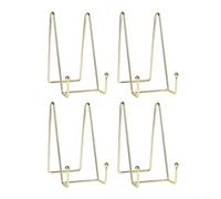 Chevalet carré en métal de 15,2 cm avec construction en fer robuste pour afficher des œuvres d'art, des assiettes, des livres, des photos, des panneaux et des objets de collection (doré)