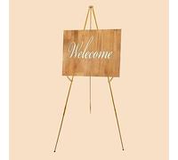 Chevalet d'Affichage Pliable, Chevalet de Sol Portable pour Mariage, Peinture, Bureau, Support Métallique Réglable, Trépied pour Panneau, Affiche et Tableau, Installation Instantanée, Doré