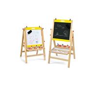 chevalet d'art 3-en-1 pour enfants de 3+ans avec hauteur réglable sur 5 positions, plateau de rangement et tableau à 2 faces