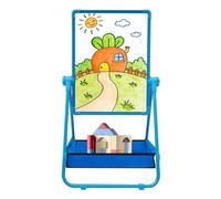 Chevalet d'art pour enfants - Pivotant à 360 ° - Tableau à dessin magnétique double face avec tableau blanc et tableau à craie - Tableau réglable en hauteur avec sac de rangement - Fonction de