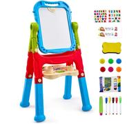 VEVOR Chevalet d'Art Enfants 2-en-1 Tableau Magnétique Blanc Noir Double Face, Planche à Dessin Amovible Rotative Réglable avec Accessoires, pour Créativité, Gribouillage, Écriture, Garçons, Filles