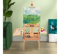 Chevalet d'artiste à cadre en H, réglable à 90°, for studio, tableau de peinture, chevalet de sol, présentoir, avec plateau de rangement, support en bois for peinture(Log Color)