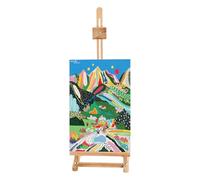 Chevalet d'artiste à cadre en H, réglable à 90°, for studio, tableau de peinture, chevalet de sol, présentoir, avec plateau de rangement, support en bois for peinture(Wood Color)