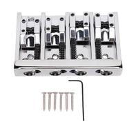 Chevalet de basse à 4 cordes |Corrections d'intonation et de hauteur entièrement réglables |Remplacement pour Jazz Bass/Basse électrique |Alliage de zinc et fer usinés CNC (Argent)