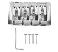 Chevalet de basse électrique à 4 cordes en forme de L |Métal de masse élevée pour un son/volume/sustain amélioré |Selle réglable pour un jeu confortable |Kit d'installation facile (Argent)