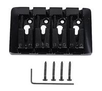 Chevalet de basse électrique à 4 cordes en forme de L |Métal de masse élevée pour un son/volume/sustain amélioré |Selle réglable pour un jeu confortable |Kit d'installation facile (Noire)