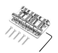 Chevalet de Guitare Basse 4 Cordes 80mm Cordier en métal Chevalet Fixe à Queue Dure pour Basse électrique Basse avec clé et vis(Argent)