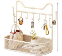 Chevalet de présentation, 30 x 15 x 26 cm, organiseur d'entrée en fer pour clés et petits articles, support décoratif mural moderne et minimaliste pour bureau (blanc)