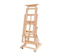 Chevalet de studio en H avec roulettes, hauteur réglable de 140 à 300 cm, chevalet d'atelier mobile en bois massif, horizontal et vertical, pour artistes, peintres (couleur bois)