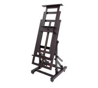 Chevalet de studio, grand chevalet en bois massif, support de toile réglable en hauteur, horizontal/vertical, 4 roulettes avec freins, 10 kg pour artiste, atelier, cours d'art (noyer noir)