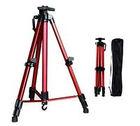 Chevalet De Studio Portable Robuste Et Durable, Réglable De 54 À 160 Cm, Avec Trépied Pour Toiles, Affiches Et Panneaux, Idéal Pour Le Dessin Et La Peinture. Sac De Transport Inclus. Noir Et Rouge.