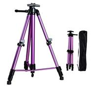 Chevalet De Studio Portable Robuste Et Durable, Trépied Réglable De 54 À 160 Cm Pour Toiles, Affiches Et Panneaux, Idéal Pour Le Dessin Et La Peinture. Sac De Transport Inclus. Noir Et Violet.