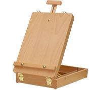 Chevalet de Table en Bois de Hêtre - Mallette de Peinture avec Boîte de Rangement - Hauteur Réglable 54cm - Pour Artistes et Enfants