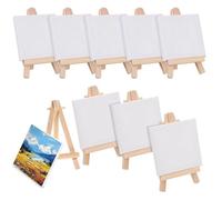 Chevalet De Table,Petit Chevalet En Bois Lot de 12 chevalets à huile for enfants, planches aquarelle, peinture blanches, panneau toile, petit cercle, for