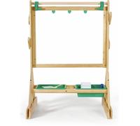 Hape Chevalet Enfant Extérieur en Bois Double Face - Enfant 3 ans Peinture, Dessin - Activité Créative Maternelle - Bac en Plastique, Palettes, Pinces à Papier, Rouleau à Peinture - Cadeau Enfant