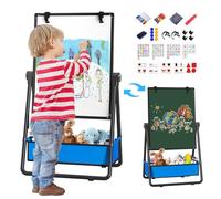 Chevalet Enfant Double Face Réglable 360° - Tableau Blanc & Noir avec Pince à Dessin - Cadeau Créatif 3 Ans et + Garçon Fille (noir)