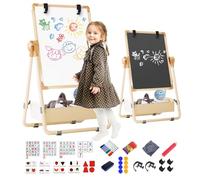 Chevalet Enfant Double Face Réglable 360° - Tableau Blanc & Noir avec Pince à Dessin - Cadeau Créatif 3 Ans et + Garçon Fille (champagne)