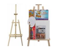WOODOK set de peintures acryliques, pinceaux et grand chevalet en bois 178 cm