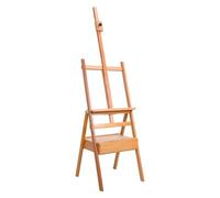 Chevalet français à cadre en H avec tiroir, chevalet d'artiste bois de hêtre massif, support toile réglable hauteur et angle, plat inclinable pour peindre studio ou la Couleur en bois
