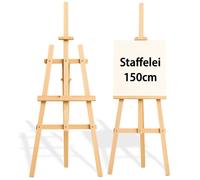 Chevalet peinture en bois massif de 150 cm - Chevalets pliables et réglables en hauteur avec support de tableau adaptés pour l'art