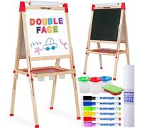 Chevalet Peinture pour Enfants 3 en 1 - Set Accessoires, Tableau Enfant Double Face avec Noir Magnétique, Chevalet Pour Enfant, Tableau Blanc Magnetique Enfant Sur Pied en Bois 3-4 4-8 9-12 ans