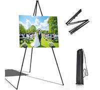 Chevalet pliable noir - Trépied en métal robuste pour panneaux de mariage, toiles et expositions d'art | Support de panneau d'événement portable (utilisation en intérieur/extérieur)