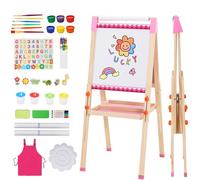 Chevalet pour Enfants Avec Rouleau de Papier à Dessin,Tableau Noir Double Face Pliable,Tableau Blanc Magnétique et Support pour Papier à Peindre,Cadeau pour Tout-Petits Garçons et Filles