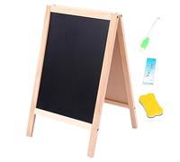 Chevalet pour enfants Tableau à craie double face pliable 16x10 pouces Chevalet en bois avec boîte à craie marqueur gomme pour les enfants âgés de plus de 3 ans Peinture Dessin pour