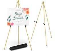 Chevalet pour panneau de mariage et affiche de 160 cm - Trépied pliable portable pour exposition - Pliage facile - Télescopique et réglable - Doré