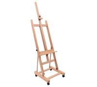 Chevalet réglable en H pour artistes, support de sol mobile avec roulettes silencieuses, construction en bois de qualité supérieure, design inclinable, hauteur réglable de 175 à 240 cm