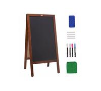 Chevalet Stop Trottoir 102x51 cm Tableau Noir Magnétique avec Support en Bois Pliable Panneau Publicitaire Extérieur avec 4 Craies