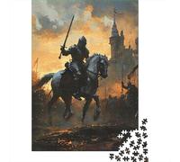 Chevalier à Cheval Carton Recyclé 1000 Pièces Scène Bataille médiévale Puzzle, Famille/Adultes/Adolescents, Décompression, Cadeau Personnalisé & Décor Mural 38x26cm/1000pcs