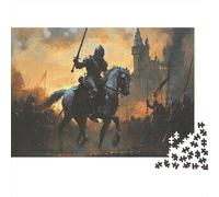 Chevalier à Cheval Premium Carton 1000 Pièces Scène Bataille médiévale Puzzle Adultes, Jeu Éducatif Défiant, Cadeau & Activité Vacances, Soulagement Stress Famille/Couple 70x50cm/1000pcs