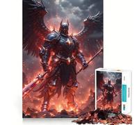 Chevalier ailé dans Un Paysage de feu Puzzle de 1000 pièces Jeu de réflexion Découpe de Haute précision Défi Amusant pour Passer Le Temps (38x26cm)