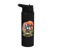 Chevalier barbotant dans le paysage du château médiéval Stainless Steel Insulated Water Bottle