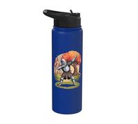 Chevalier barbotant dans le paysage du château médiéval Stainless Steel Insulated Water Bottle