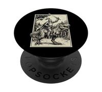 Chevalier Chevauchant Un Dinosaure T-Rex Renaissance PopSockets PopGrip Adhésif