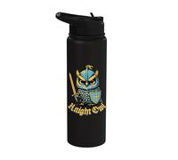 Chevalier Chouette drôle médiéval Ren Faire Jousting Renaissance Stainless Steel Insulated Water Bottle